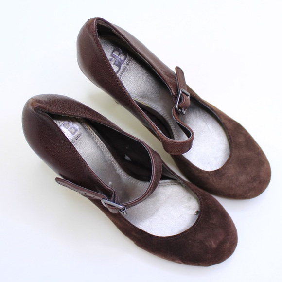 Gianni Bini Mary Jane Brown Suede/Leather Heels - Picture 3 of 8